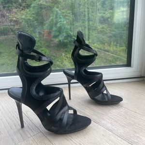 Balenciaga black cutout gladiator heels - leather platform pumps size 39.5 sexy